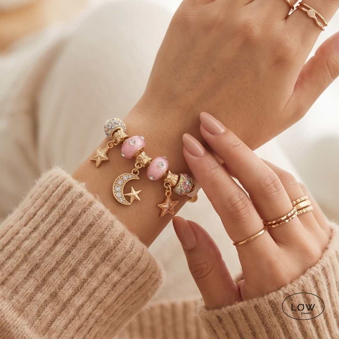 Charms armbånd ferdig fylt charmsarmbånd LØW Jewelryrosa