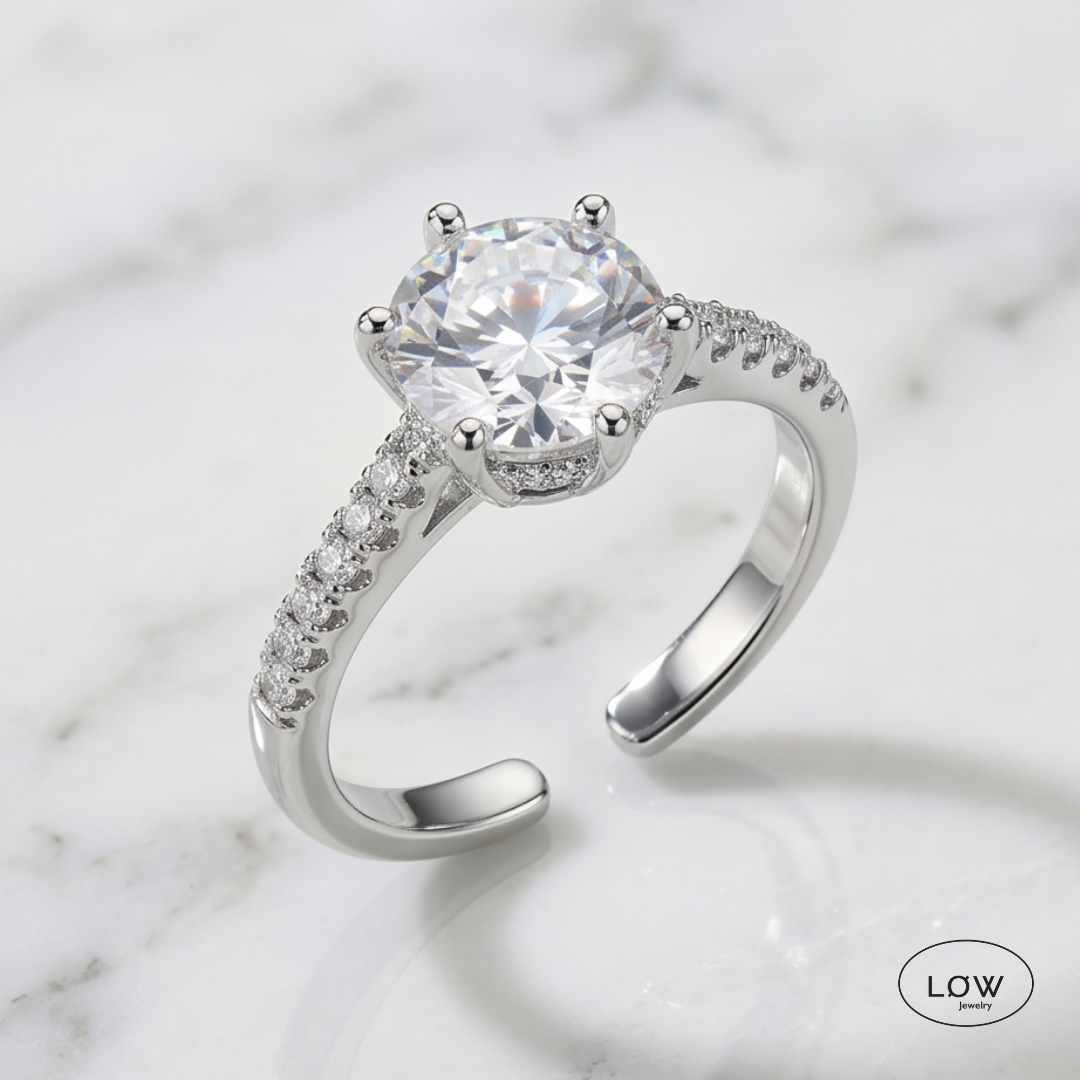 One Carat Vintage Ring Silver fra LØW Jewelry justerbar open ring