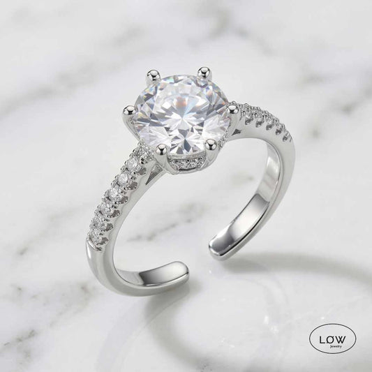 One Carat Vintage Ring Silver fra LØW Jewelry justerbar open ring