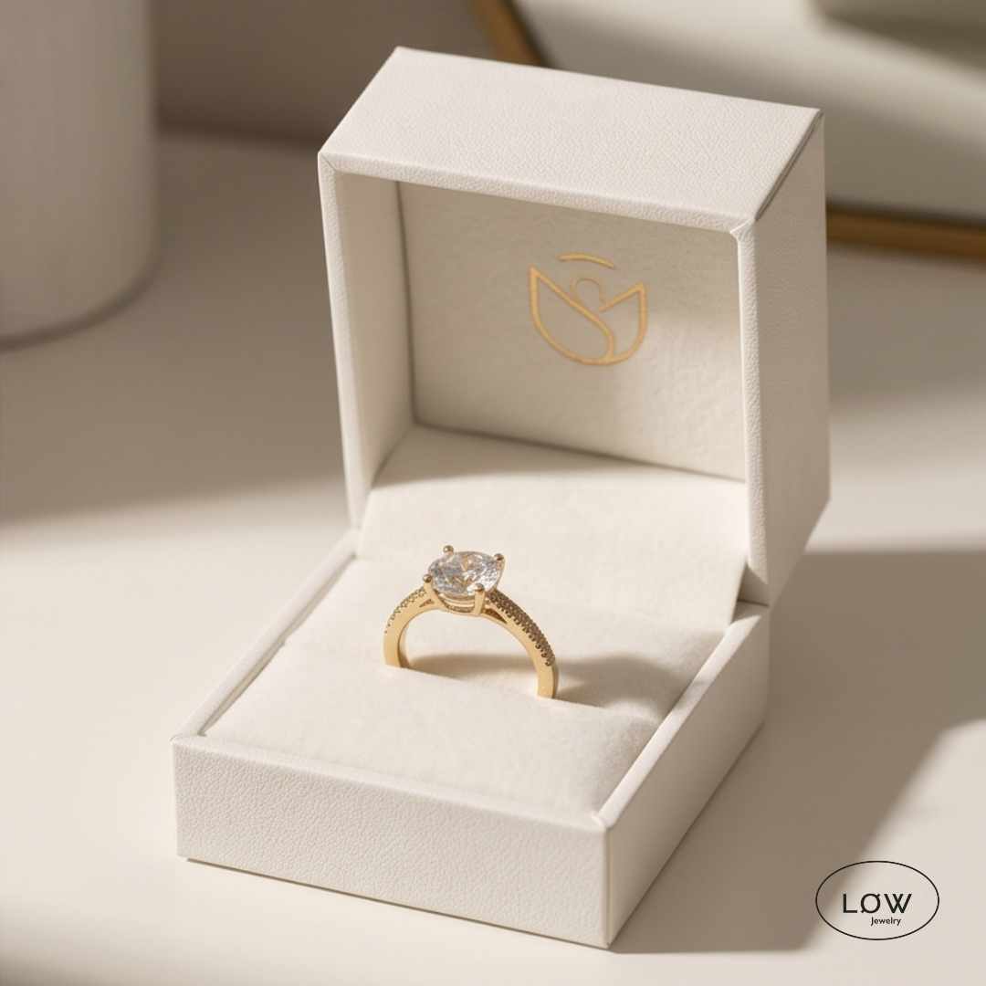 One Carat Vintage Ring Gold fra LØW Jewelry justerbar open ring