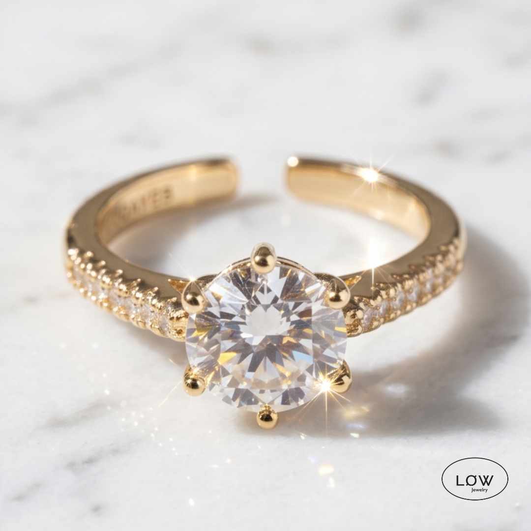 One Carat Vintage Ring Gold fra LØW Jewelry justerbar open ring