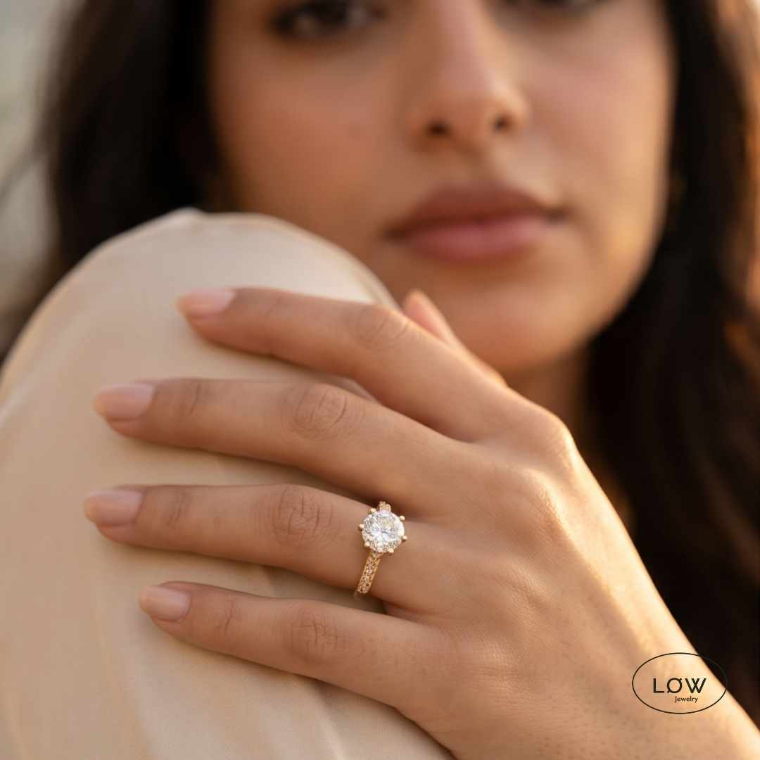 One Carat Vintage Ring Gold fra LØW Jewelry justerbar open ring