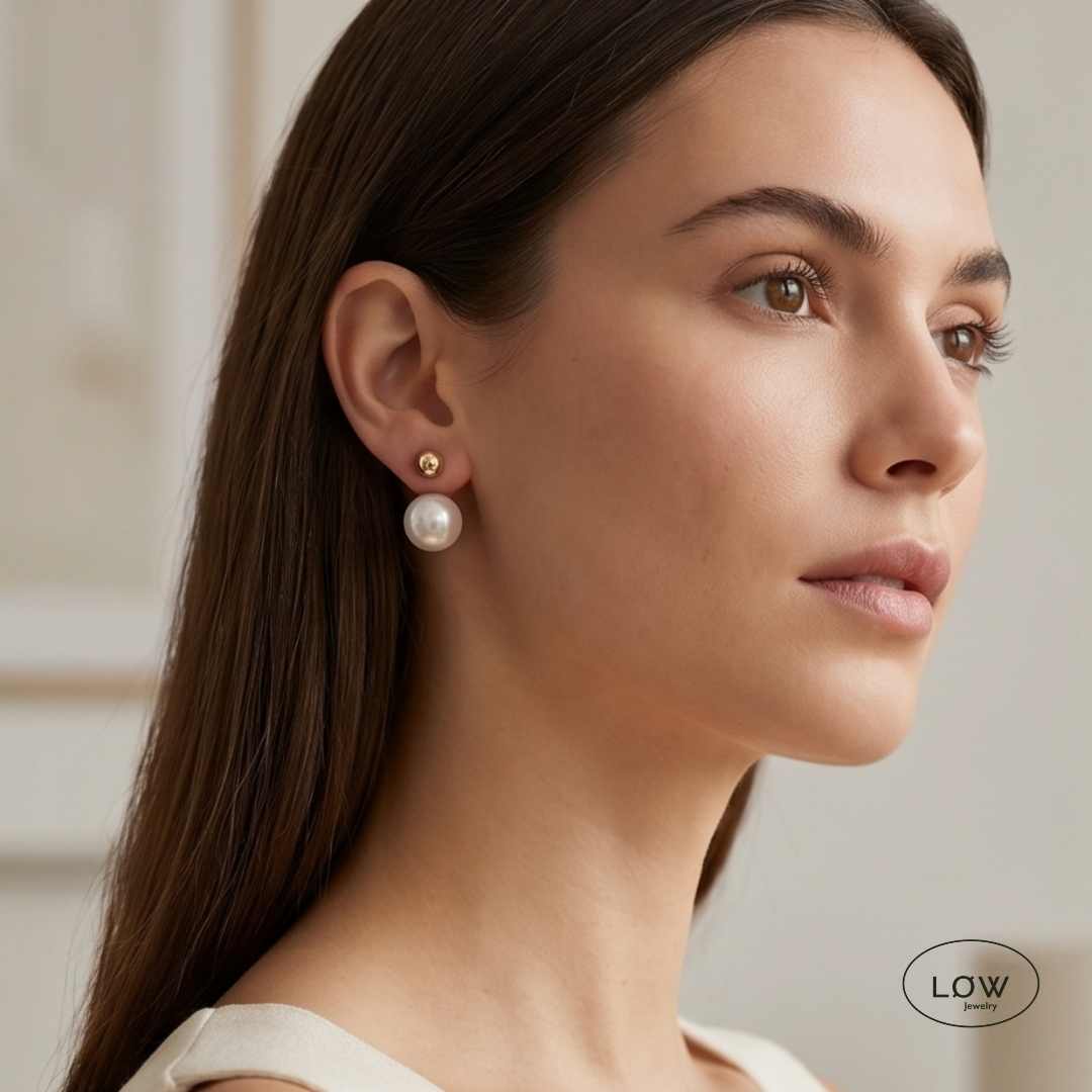 Ørepynt Pearl Drop Illusion Earrings øredobber LØW Jewelry