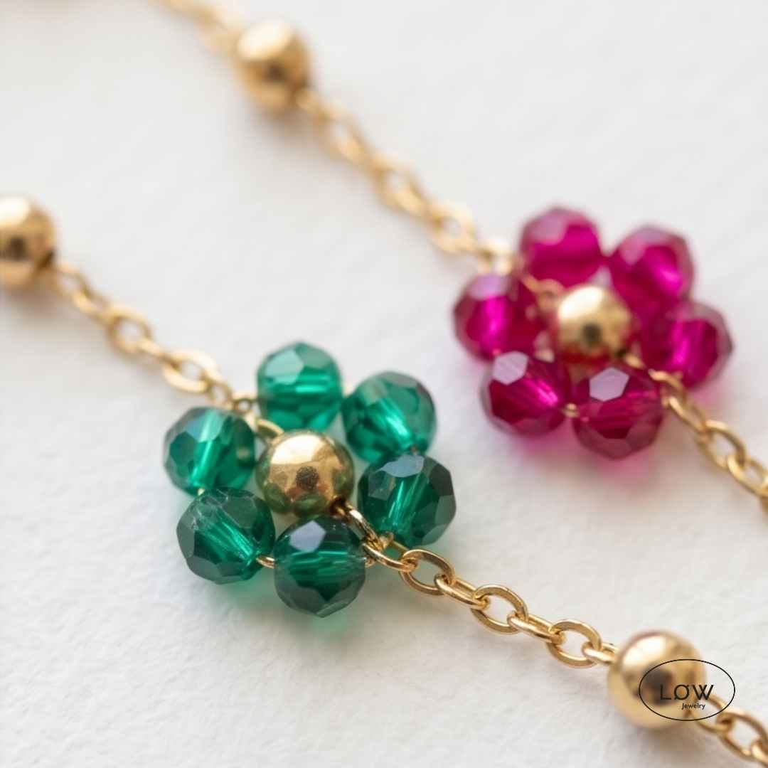 Armbånd Pearl Flower Bracelet  armbånd rustfritt stål belagt med 18K gull med perler LØW Jewelry