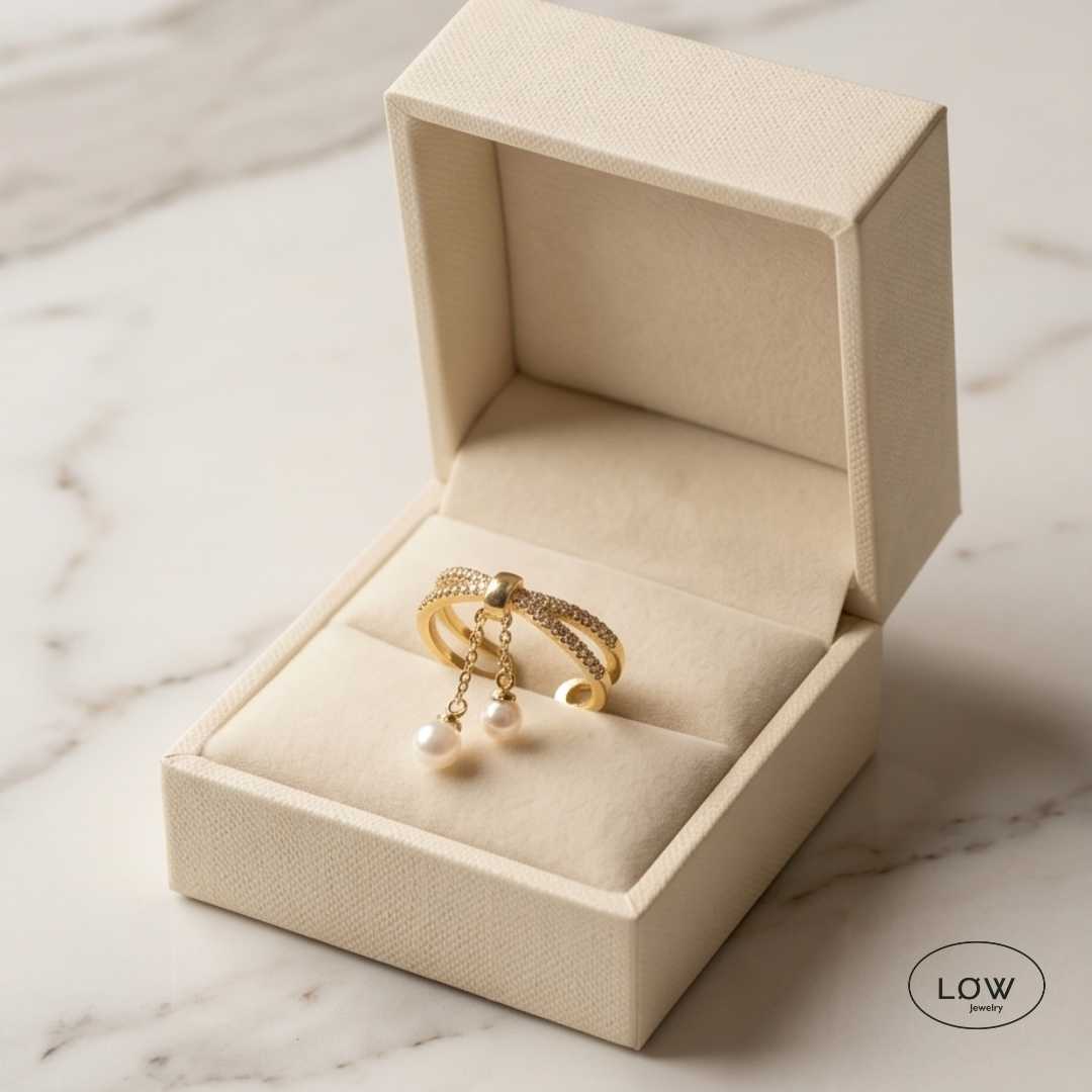 Perla Charm Link Ring fra LØW Jewelry open justerbar charmsring