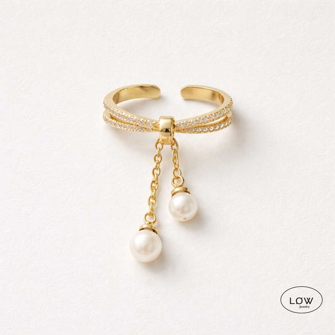 Perla Charm Link Ring fra LØW Jewelry open justerbar charmsring