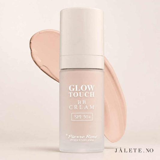 Pierre René Glow Touch BB Cream SPF 50 gir lett dekkevne, jevnere hudtone og naturlig glød. Vegansk, ikke-komedogen og i tre nyanser.