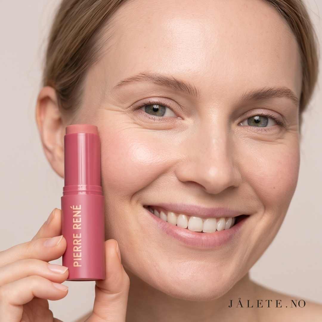 Kremet og byggbar blush i stick fra Pierre René. Velg 03 Pink Nectar eller 04 Blush Mauve. Vegansk, silkemyk og enkel å påføre.
