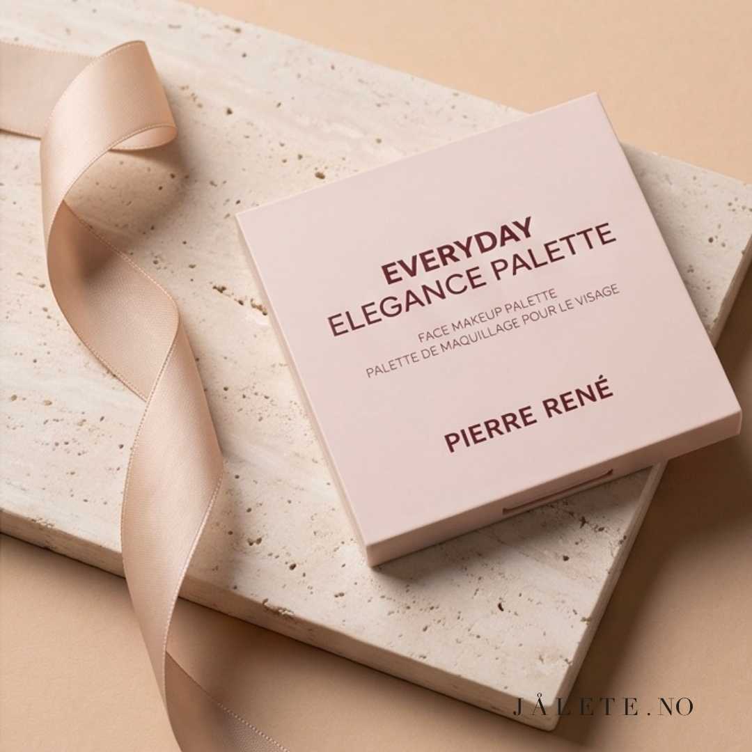 Pierre René Everyday Elegance Palette Rose med to matte blush, bronzer og highlighter. En kompakt palett til ansikt og øyne med byggbare nyanser.