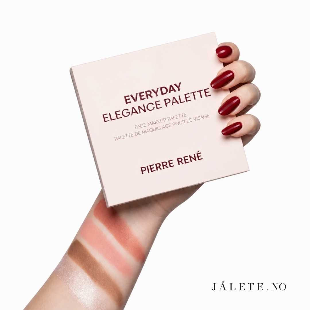 Pierre René Everyday Elegance Palette Rose med to matte blush, bronzer og highlighter. En kompakt palett til ansikt og øyne med byggbare nyanser.
