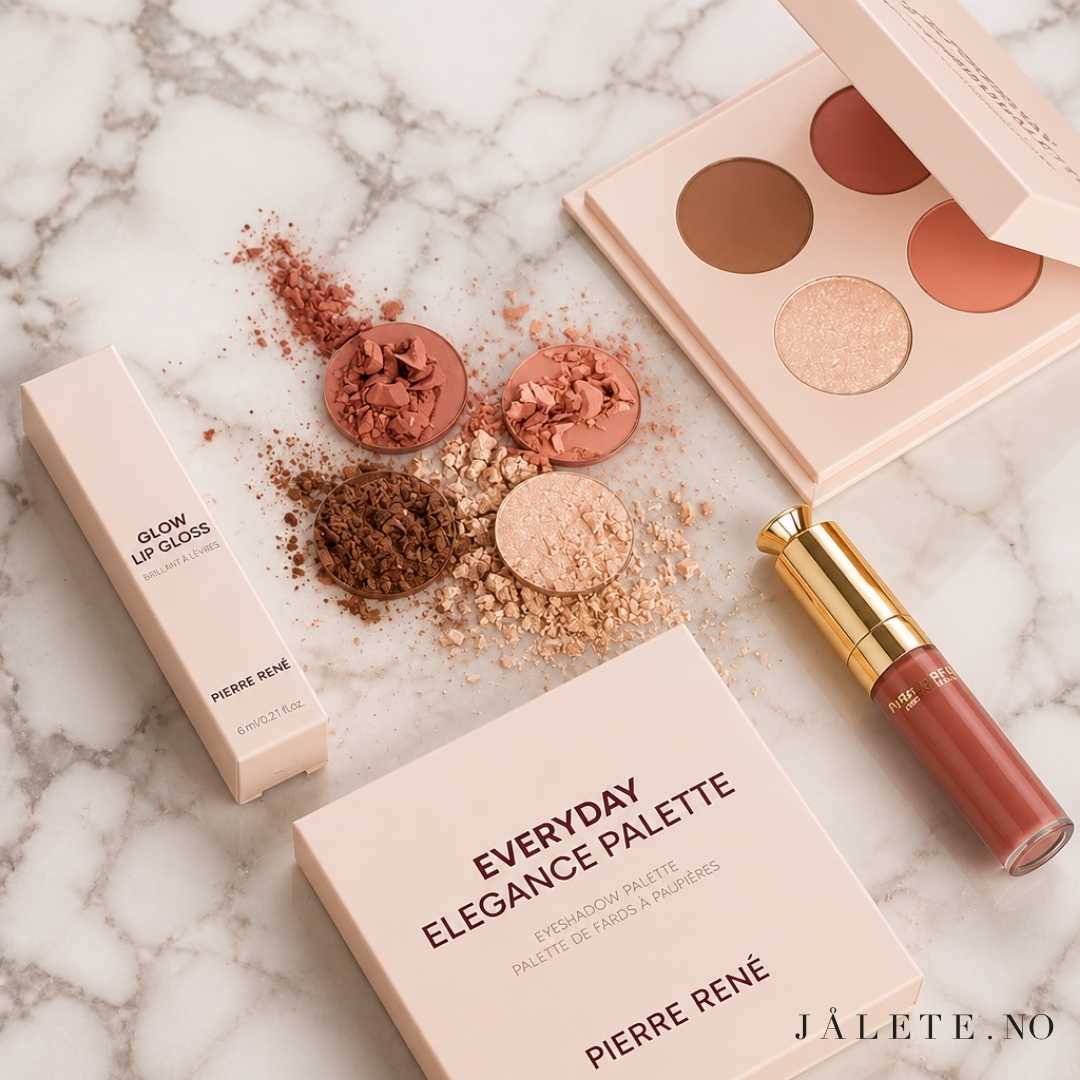 Pierre René Everyday Elegance Palette Rose med to matte blush, bronzer og highlighter. En kompakt palett til ansikt og øyne med byggbare nyanser.