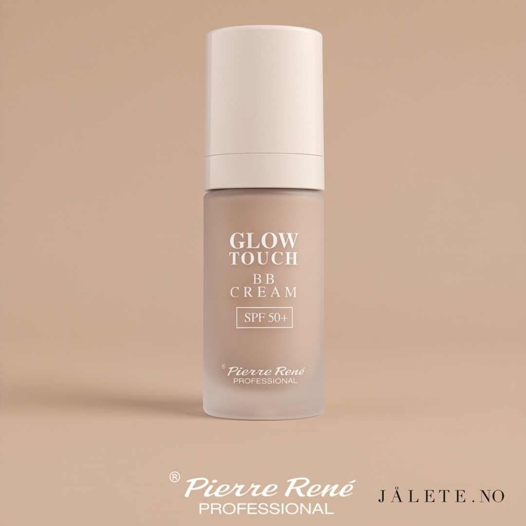Pierre René Glow Touch BB Cream SPF 50 gir lett dekkevne, jevnere hudtone og naturlig glød. Vegansk, ikke-komedogen og i tre nyanser.