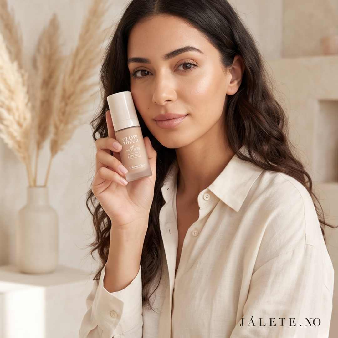 Pierre René Glow Touch BB Cream SPF 50 gir lett dekkevne, jevnere hudtone og naturlig glød. Vegansk, ikke-komedogen og i tre nyanser.