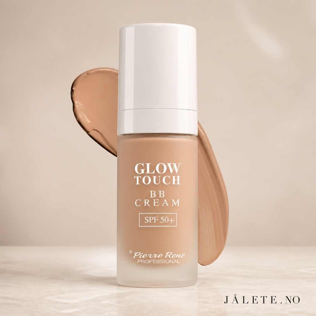 Pierre René Glow Touch BB Cream SPF 50 gir lett dekkevne, jevnere hudtone og naturlig glød. Vegansk, ikke-komedogen og i tre nyanser.