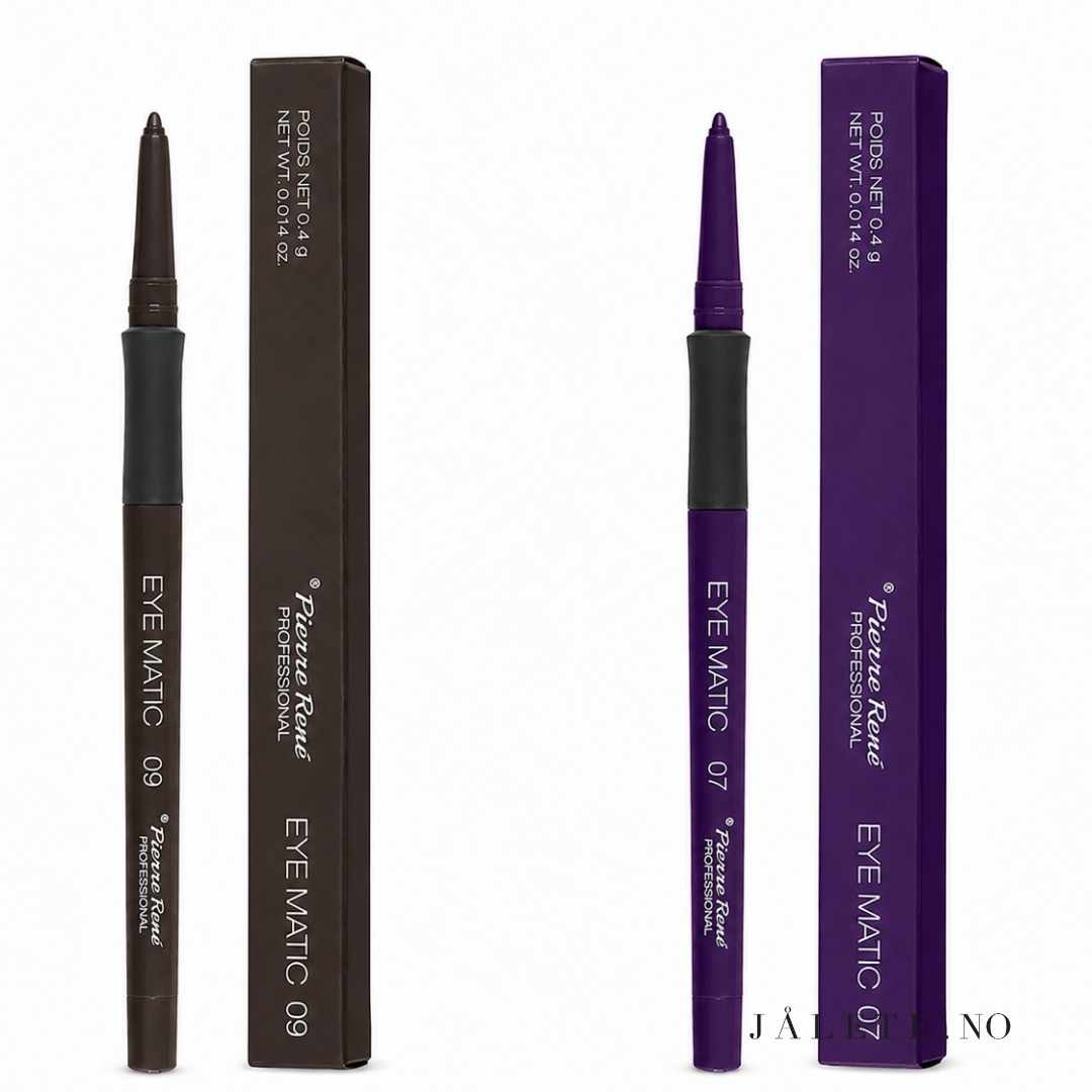 Pierre René Eye Matic er en tårefast eyeliner og kajal med intens farge og lang holdbarhet. Velg mellom 09 Brown og 07 Purple hos Jålete.no.