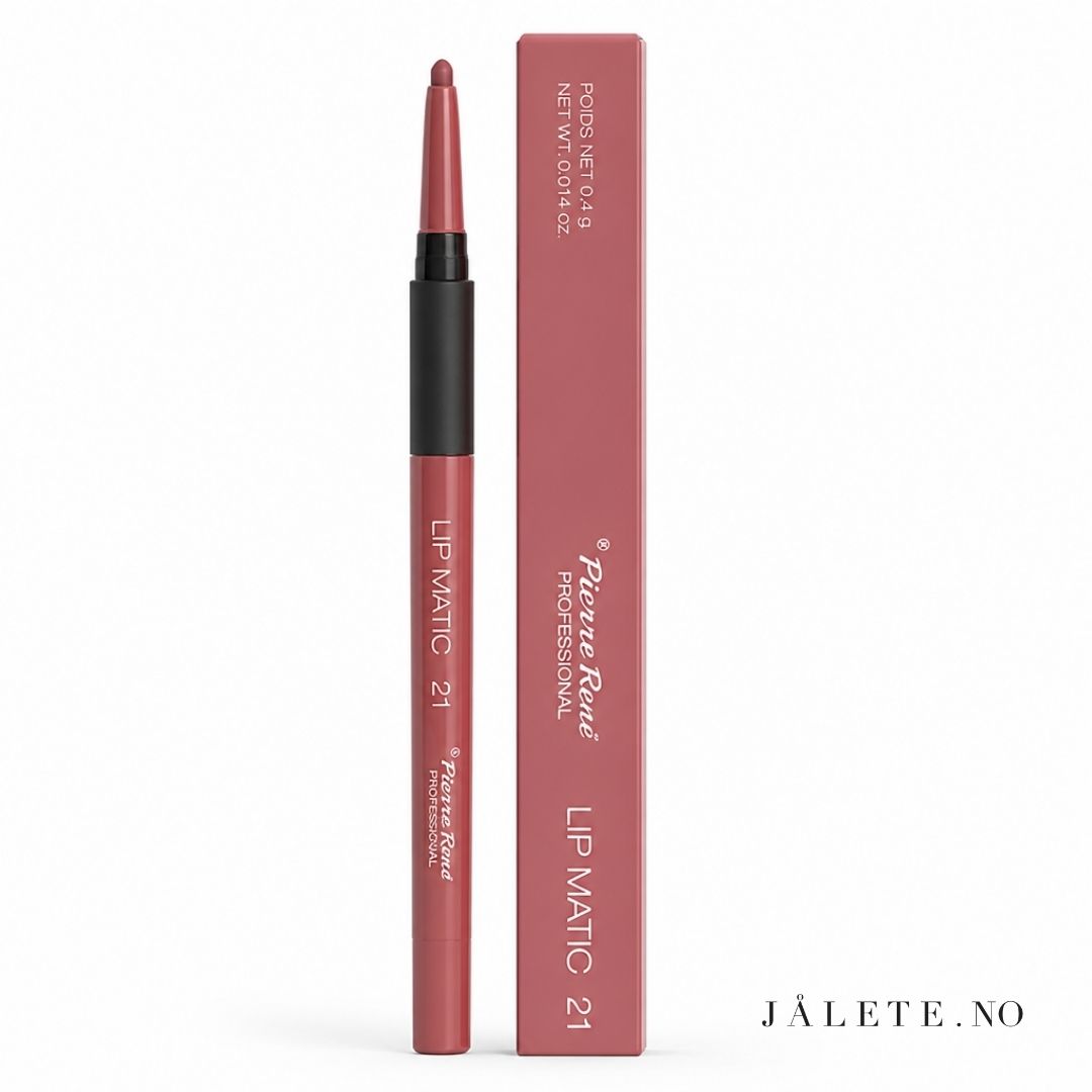  Pierre René Lip Matic Lipliner er en vannfast lipliner i twist-format (ingen spissing) som gir presis definisjon og bedre hold under gloss eller lip oil.