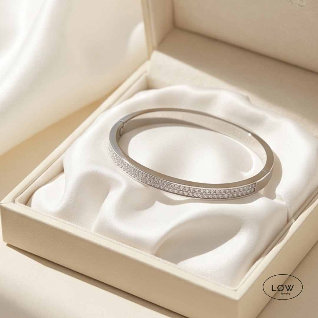 Radiant Double Zircon Click Bracelet Silver LØW Jewelry armbånd med zircon