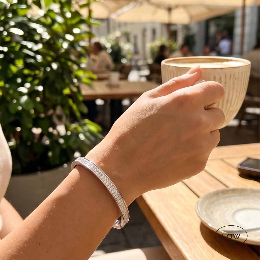 Radiant Double Zircon Click Bracelet Silver LØW Jewelry armbånd med zircon