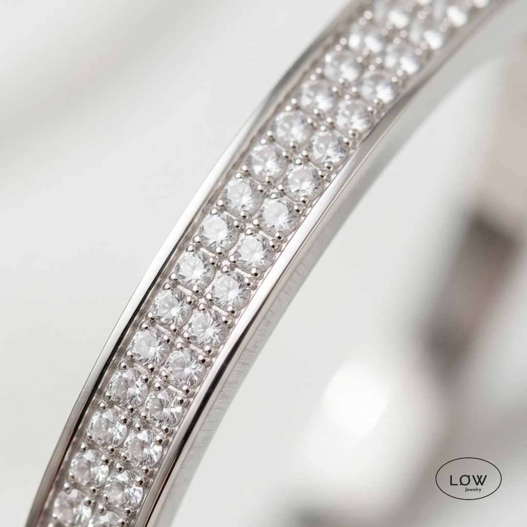 Radiant Double Zircon Click Bracelet Silver LØW Jewelry armbånd med zircon