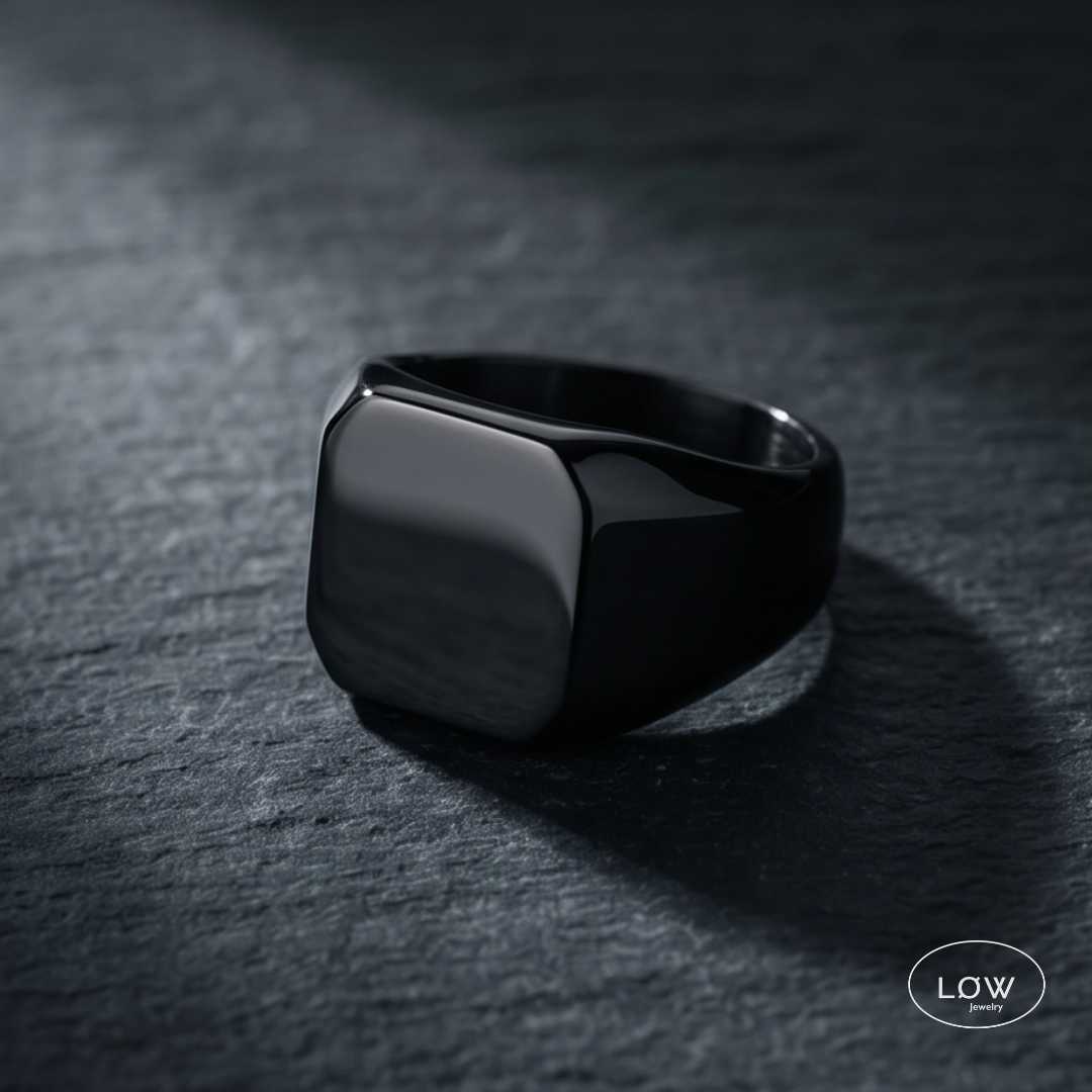 Square Signet Ring Stainless Steel LØW Jewelry