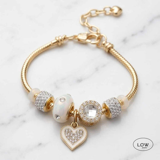 Romantic Garden Charm Bracelet – charms armbånd med rhinestones Charmsarmbånd ferdig fylt LØW Jewelry