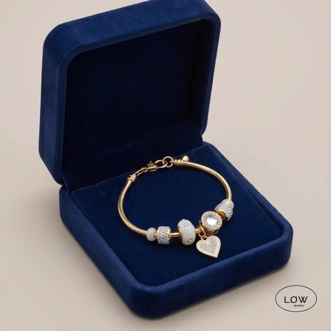 Charms armbånd ferdig fylt LØW Jewelry Romantic Garden Charm Bracelet – charms armbånd med rhinestones