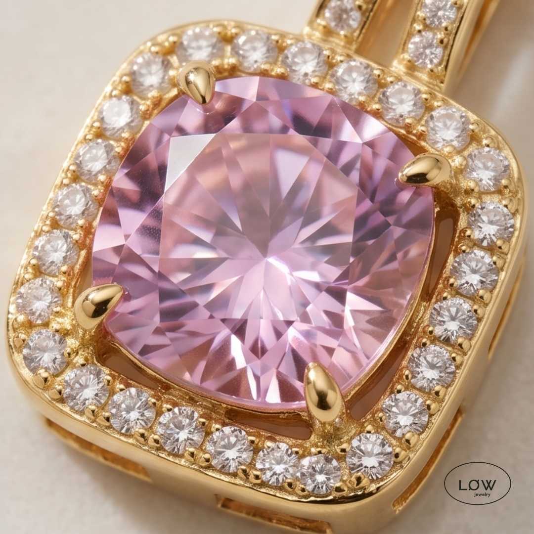 Rosé Square Necklace Gold fra LØW Jewelry smykke halssmykke