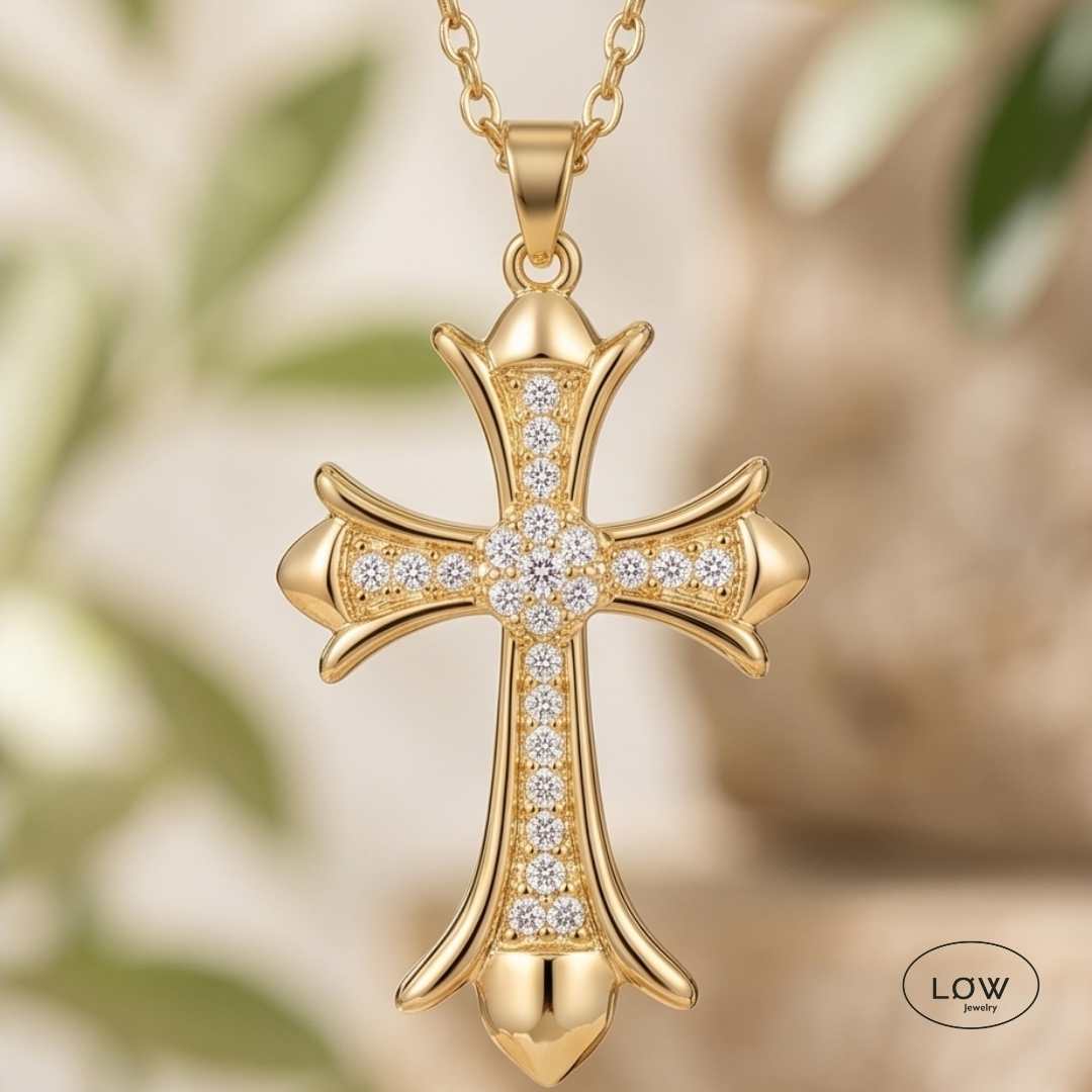 Hals smykke Royal Cross Necklace Gold Halssmykke kors LØW Jewelry