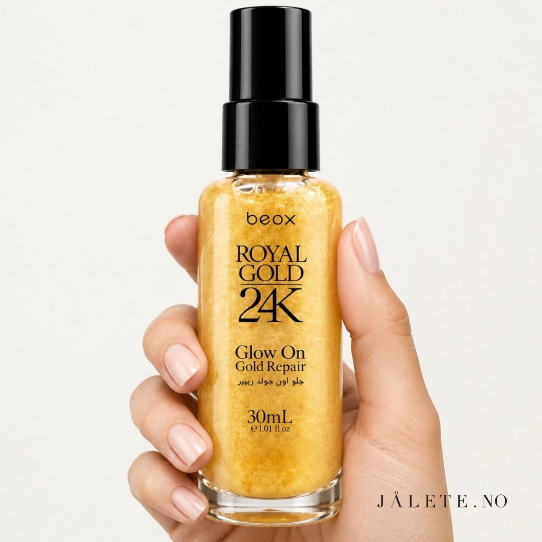 Hårolje for frizz, tørre lengder og manglende glans. Royal Gold 24K Glow On gir mykere hårfølelse, glattere lengder og en blank, velpleid finish.