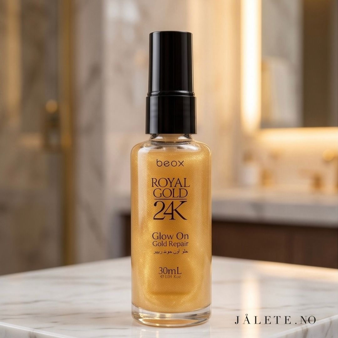 Hårolje for frizz, tørre lengder og manglende glans. Royal Gold 24K Glow On gir mykere hårfølelse, glattere lengder og en blank, velpleid finish.