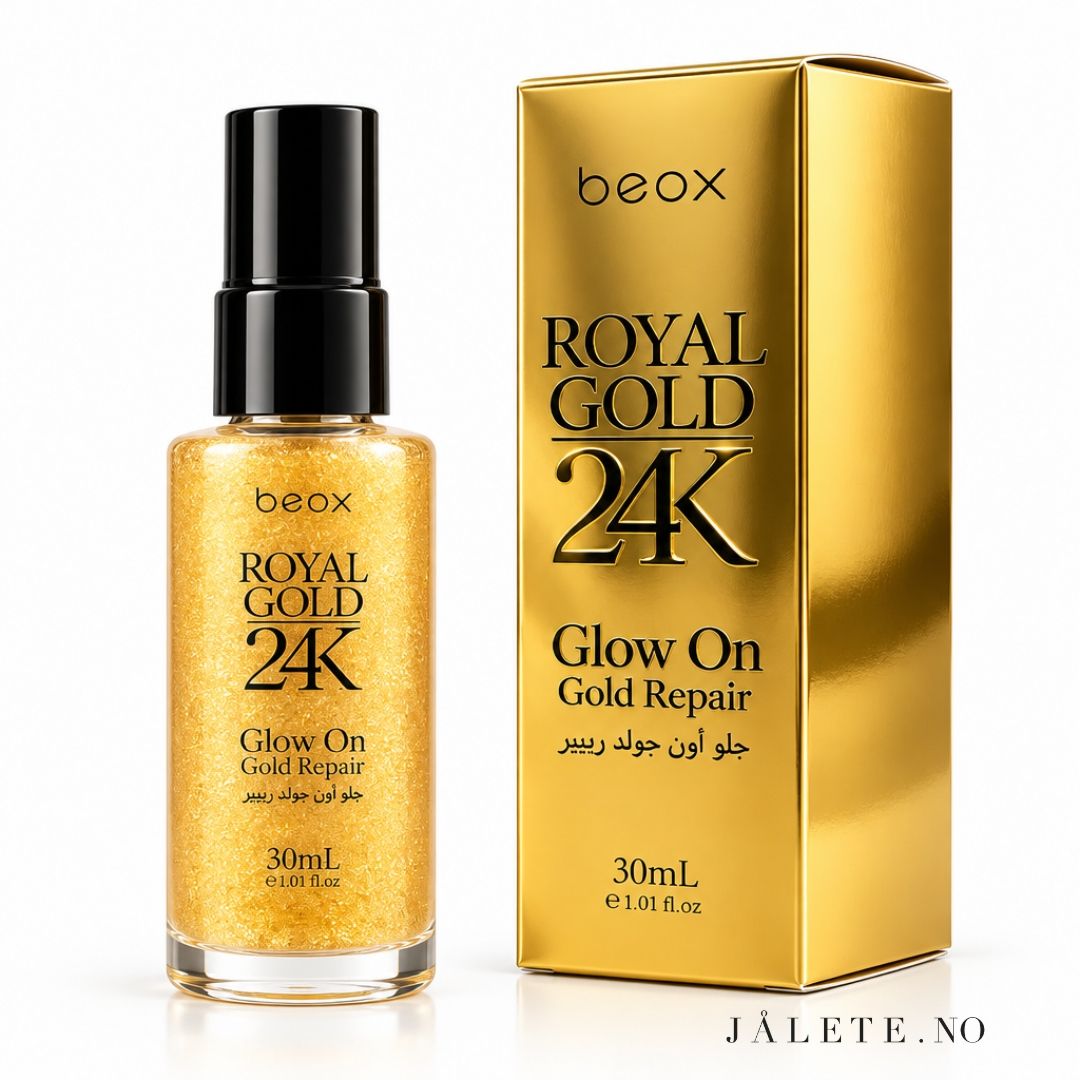 Hårolje for frizz, tørre lengder og manglende glans. Royal Gold 24K Glow On gir mykere hårfølelse, glattere lengder og en blank, velpleid finish.