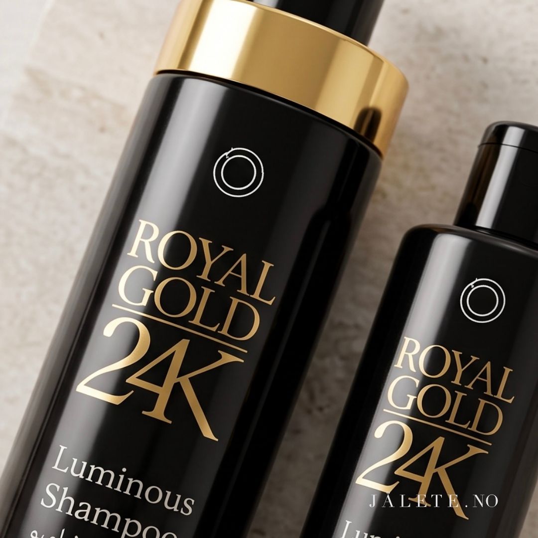 Royal Gold 24K bundle med 100 ml keratinbehandling, 250ml shampoo og 250ml masque. For mindre frizz, mer glans og pleie til tørt og behandlet hår.