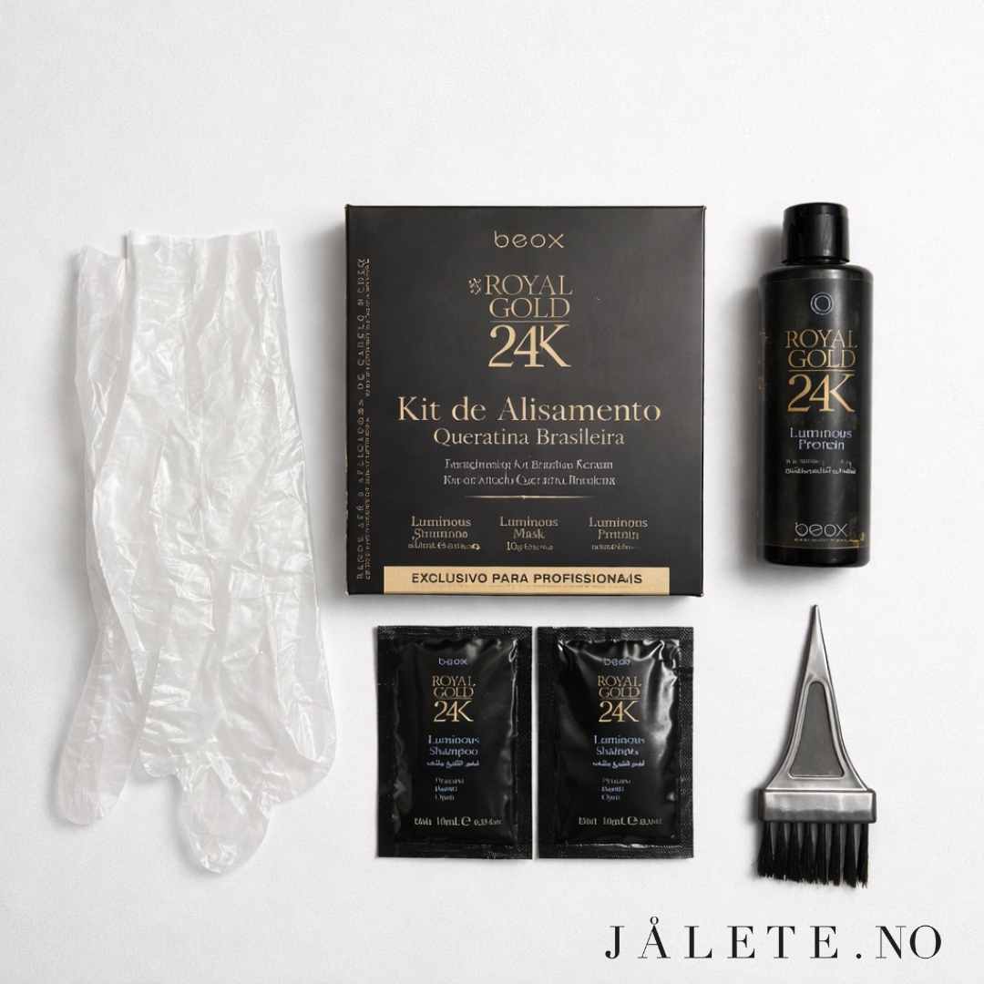 Royal Gold 24K keratinbehandling hjemme før og etter keratinbehandling one-step rettere og sunnere hår hjemme