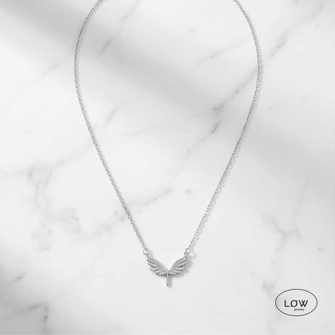 Seraphina Angel Necklace Silver LØW Jewelry Engel halskjede med zircon