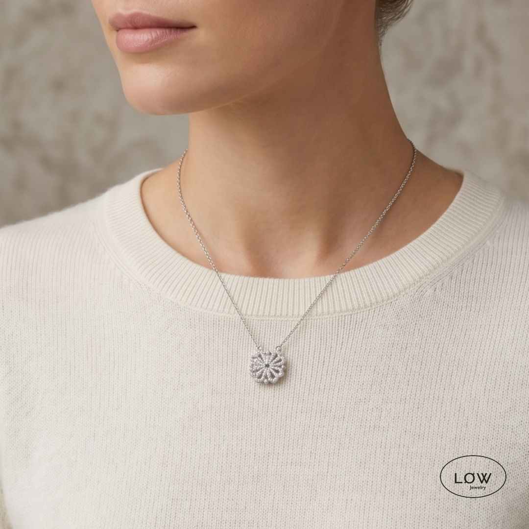 Halssmykke Silver Convertible Clover Heart Necklace LØW Jewelry