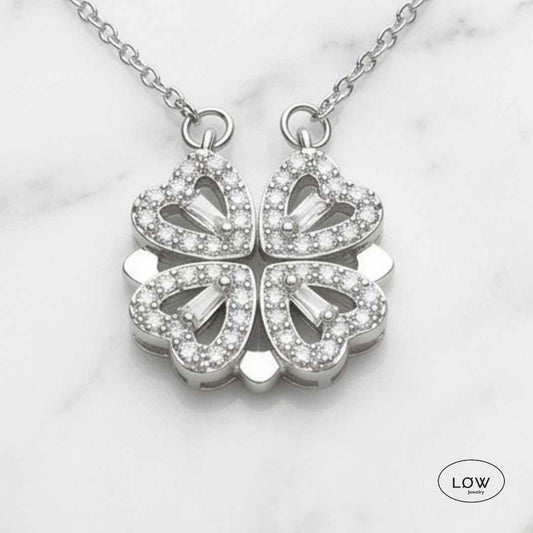Halssmykke Silver Convertible Clover Heart Necklace LØW Jewelry