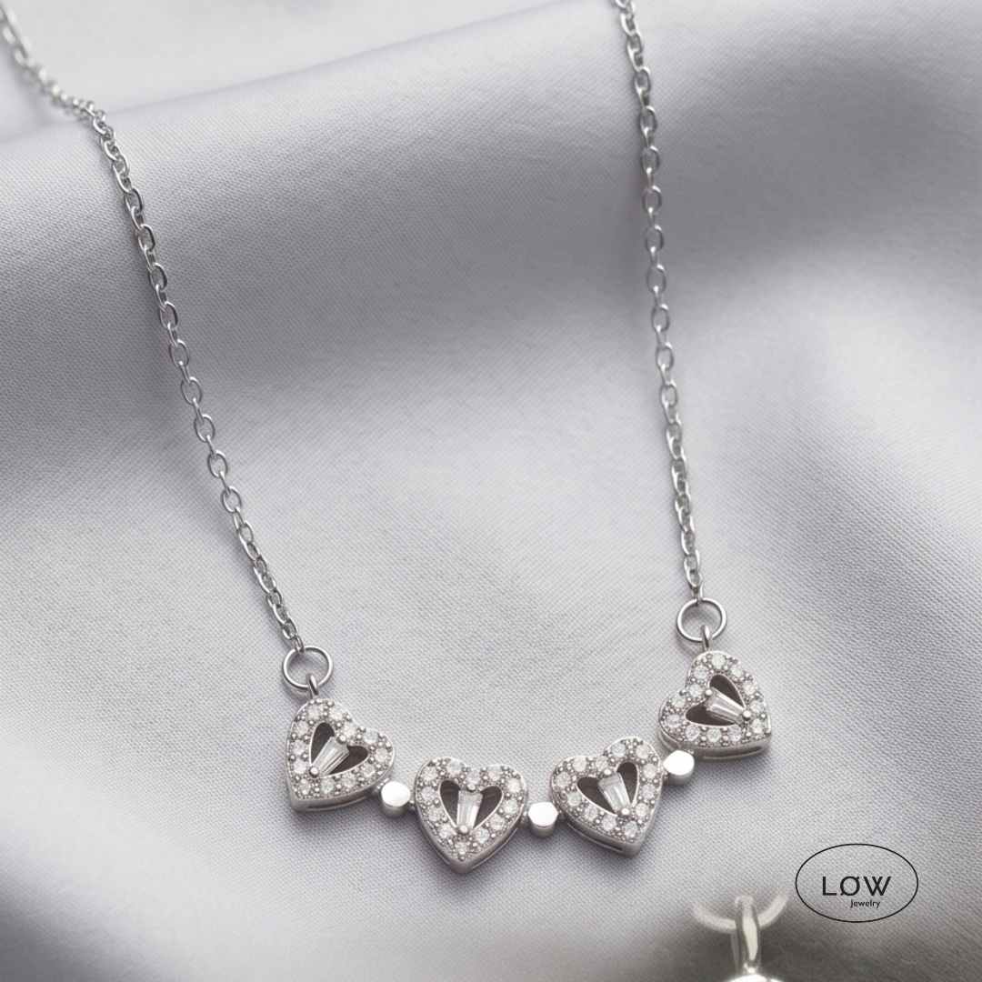 Halssmykke Silver Convertible Clover Heart Necklace LØW Jewelry