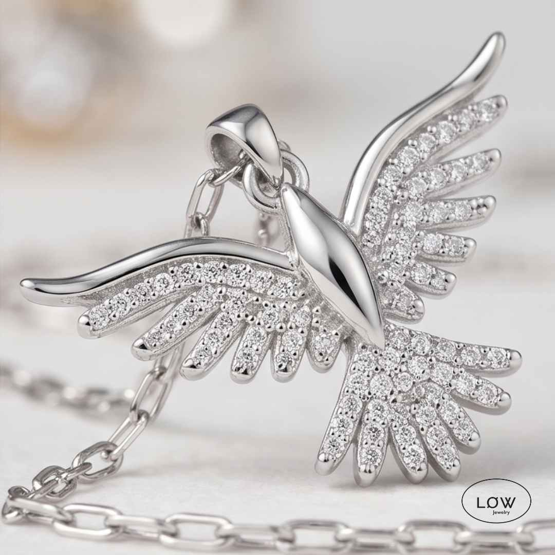 Halssmykke Silver Dove Zircon Necklace LØW Jewelry