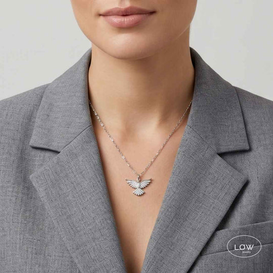 Halssmykke Silver Dove Zircon Necklace LØW Jewelry