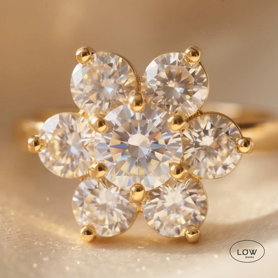 Snowflake Spinner Ring Gold fra LØW Jewelry fidget stressring open justerbar ring