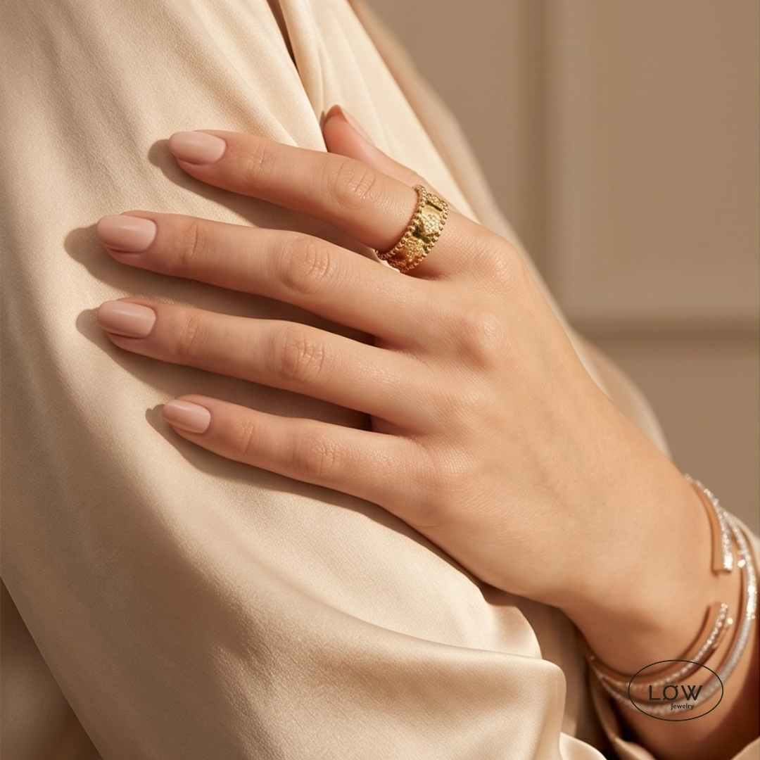 Solid Clover Vintage Open Ring Gold fra LØW Jewelry justerbar ring