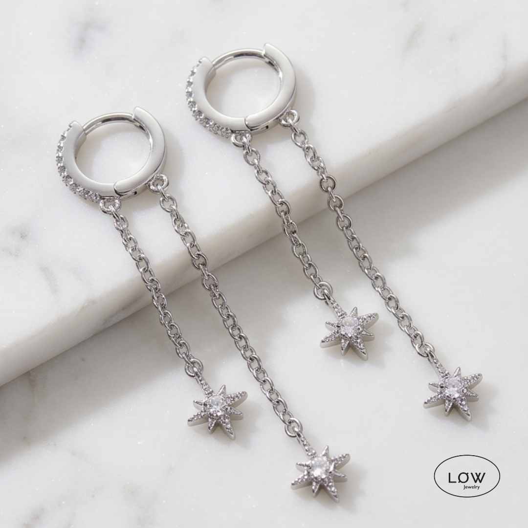 Starlight Chain Earrings Silver fra LØW Jewelry øreringer