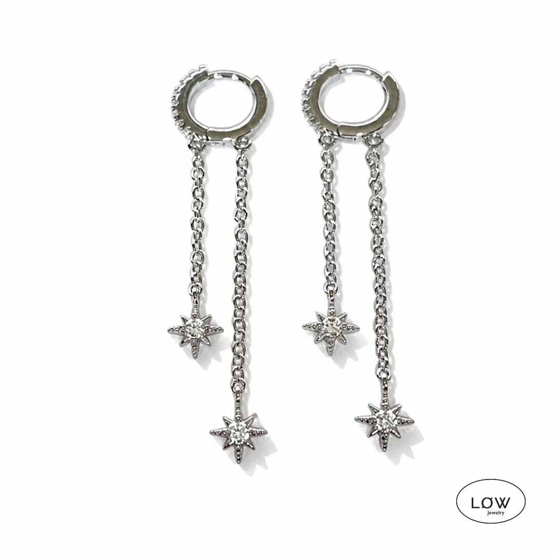 Starlight Chain Earrings Silver fra LØW Jewelry øreringer