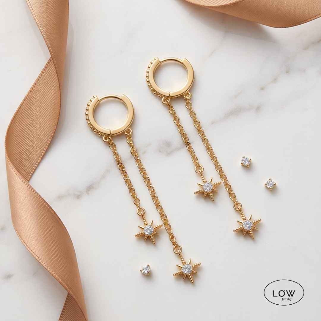 Starlight Chain Earrings Gold fra LØW Jewelry øreringer