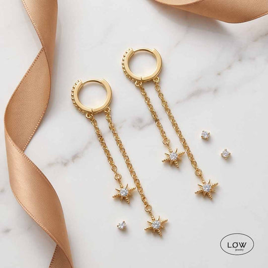 Starlight Chain Earrings Gold fra LØW Jewelry øreringer