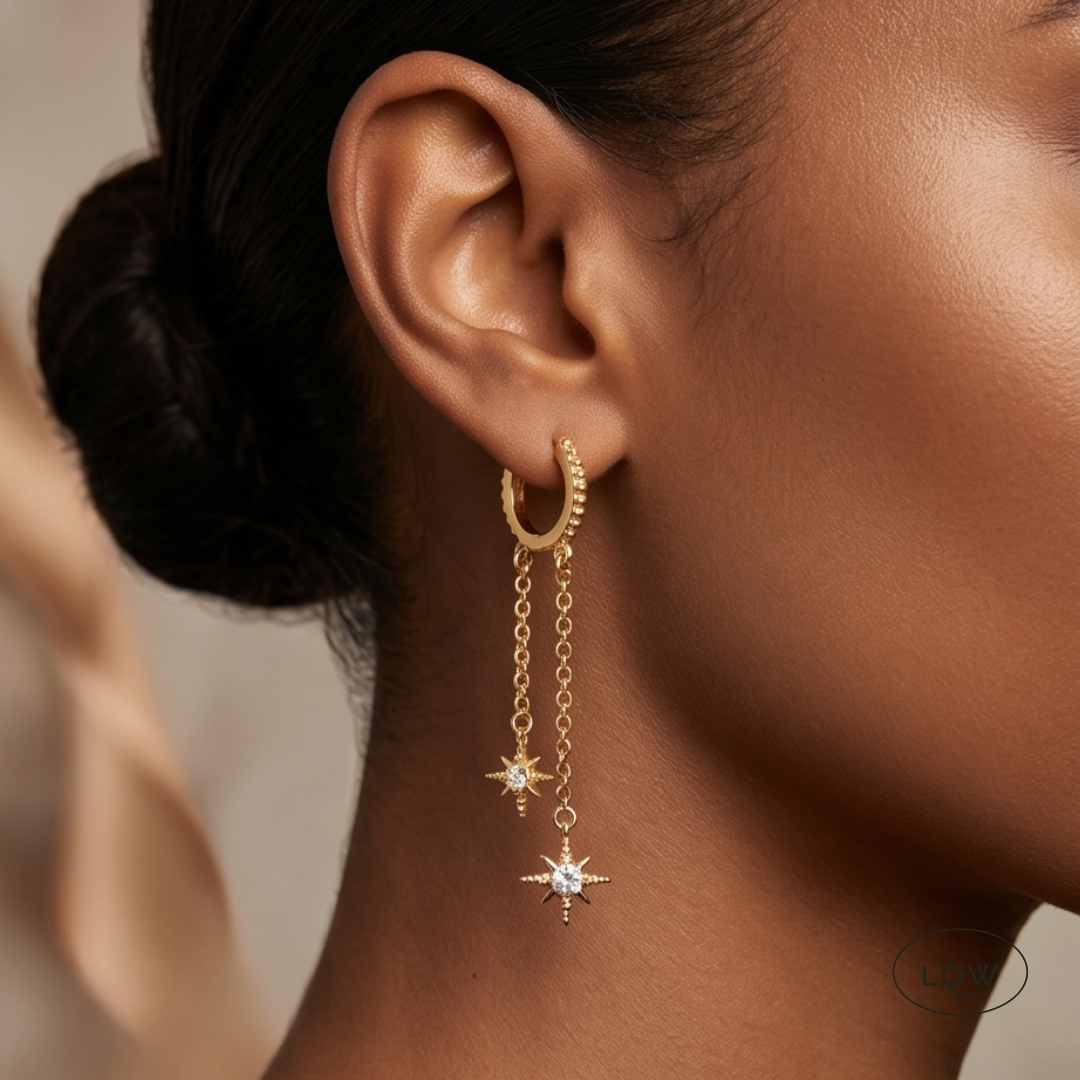 Starlight Chain Earrings Gold fra LØW Jewelry øreringer