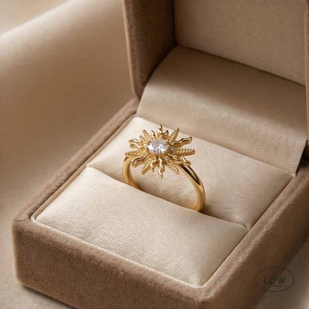 Sun Spinner Stress Ring Gold fra LØW Jewelry fidget ring