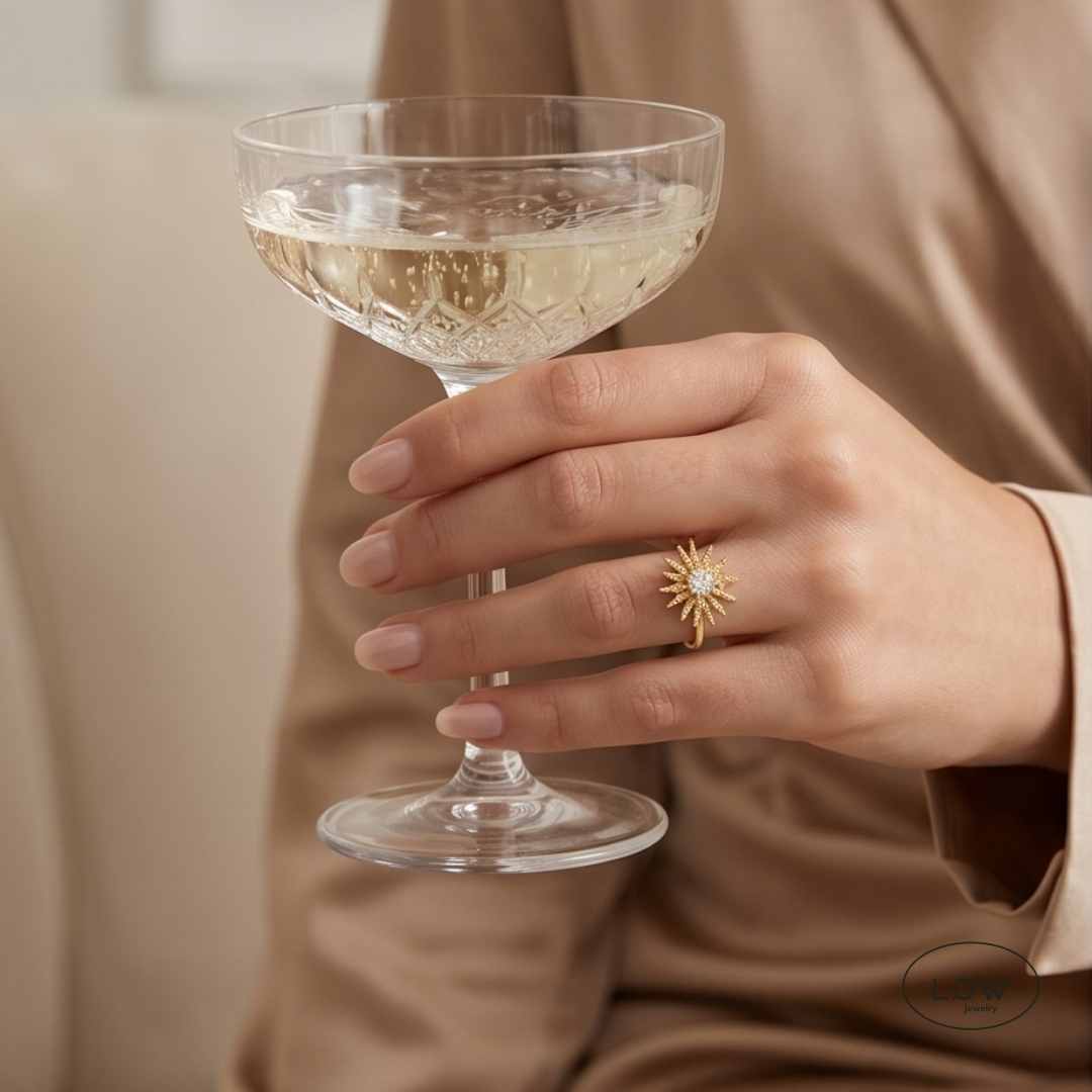 Sun Spinner Stress Ring Gold fra LØW Jewelry fidget ring