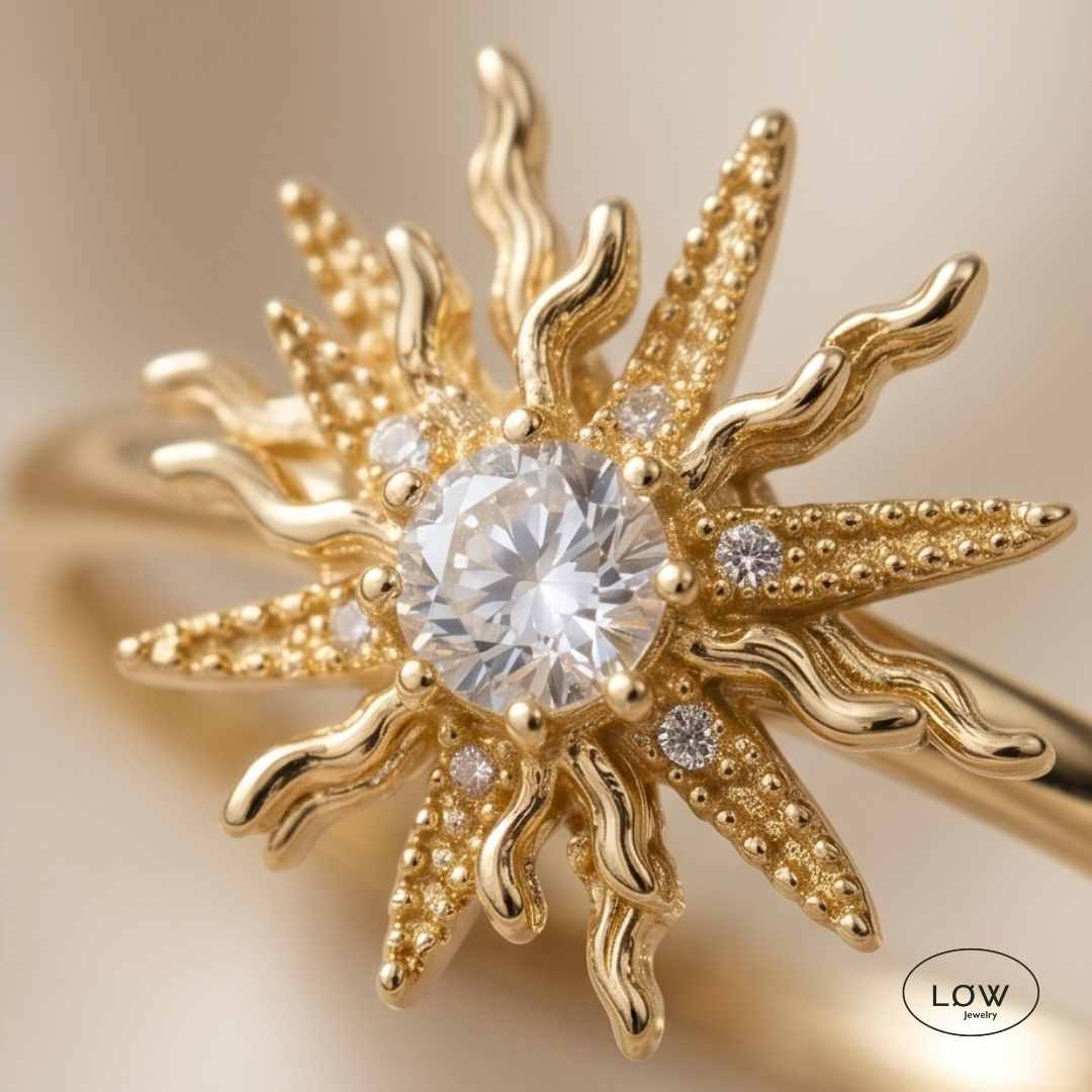 Sun Spinner Stress Ring Gold fra LØW Jewelry fidget ring