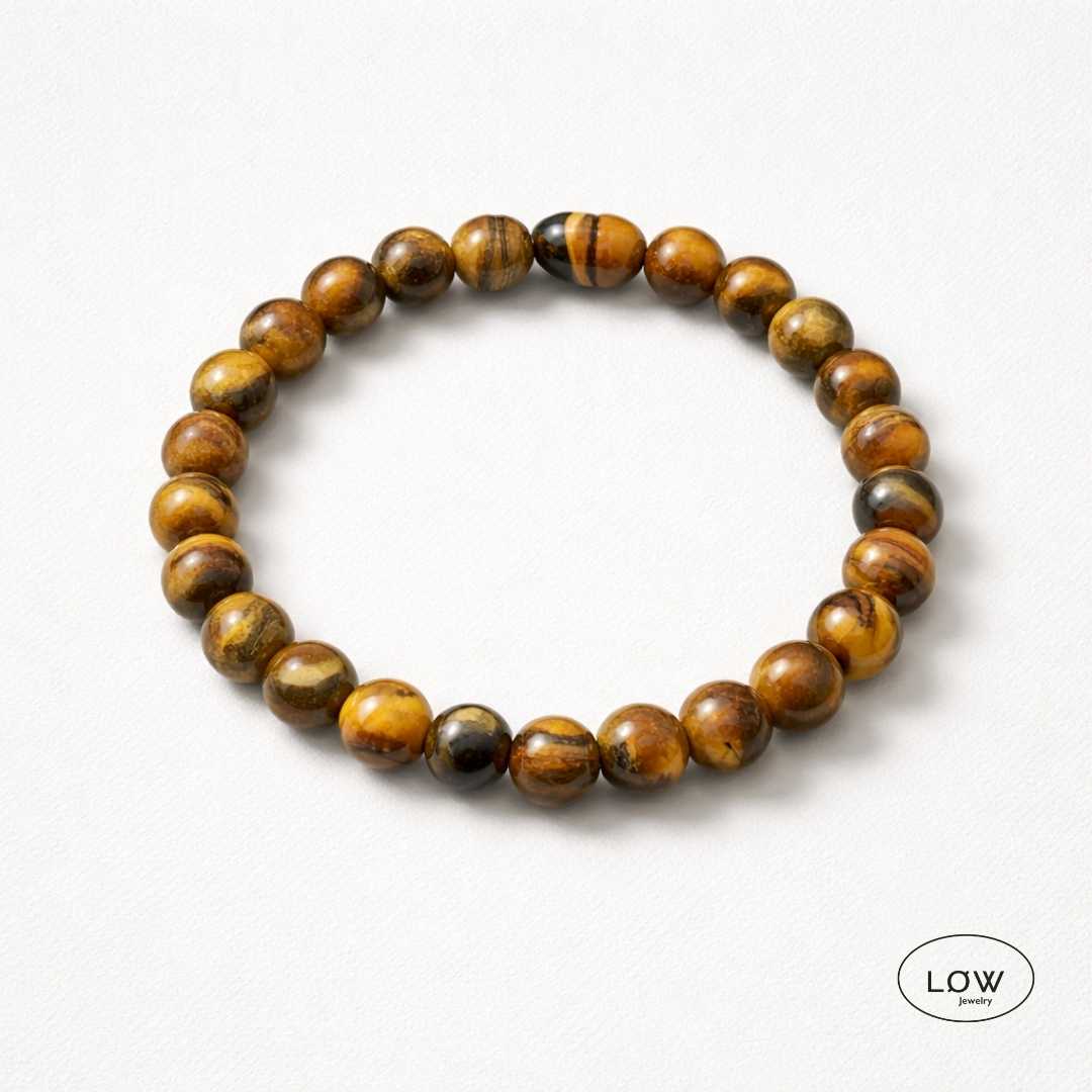 Tiger Eye Stone Bead Bracelet fra LØW Jewelry perle armbång tigerøye